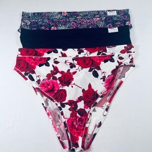 Cacique Comfort Bliss French Cut Brief Panties 3 Pack Floral/Black Plus Sz 26/28